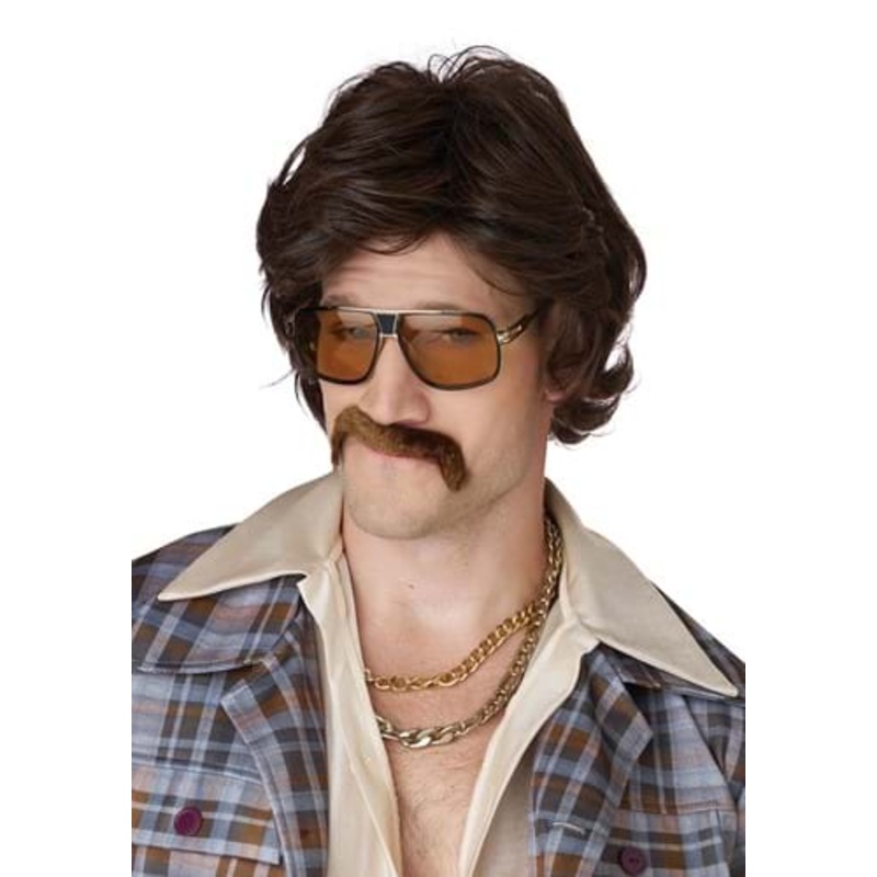 Disco Daddy Costume Wig and Mustache for Men Standard