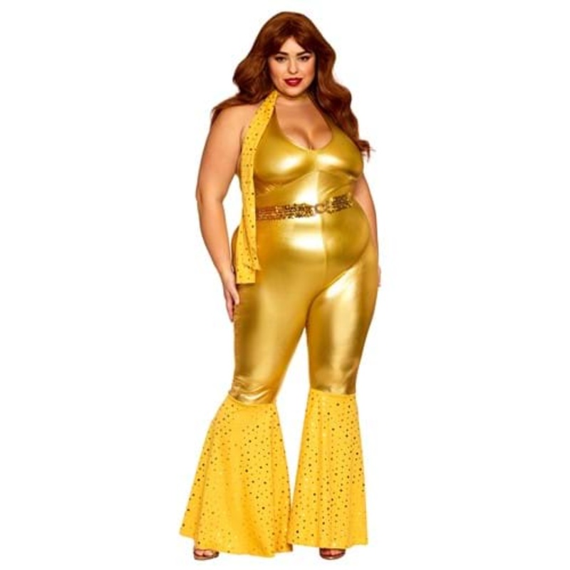 Plus Size Gold Disco Fox Adult Costume for Women 1X