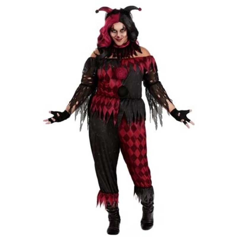 Plus Size Women's Jinxed Jester Clown Costume 1X