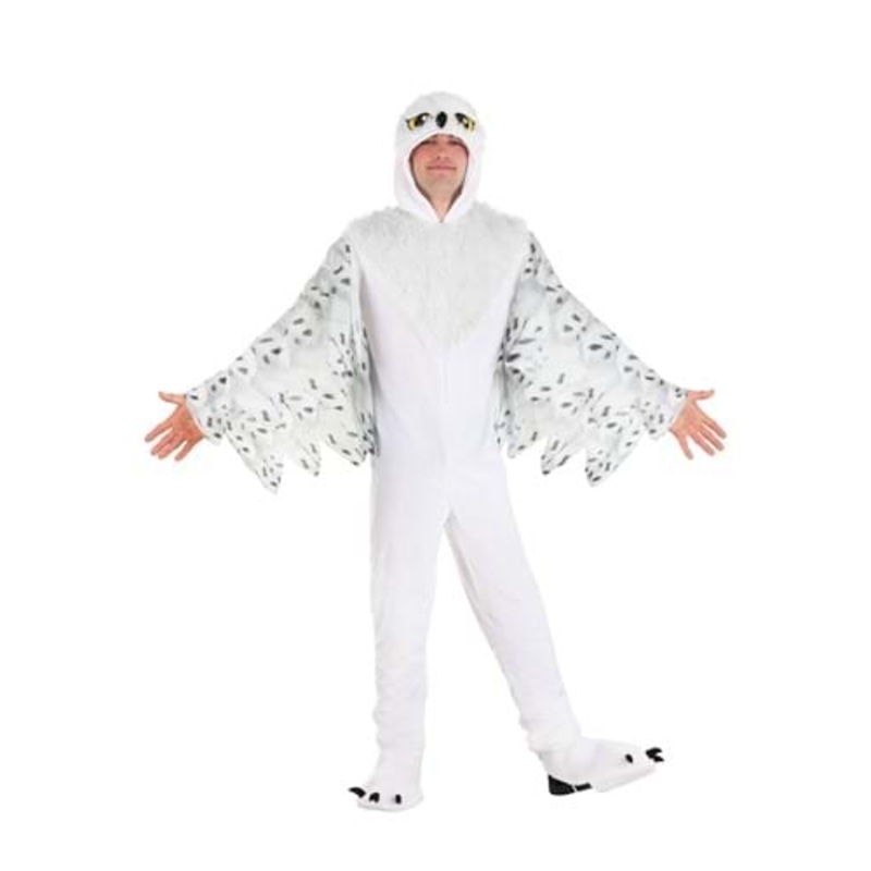 Plush White Owl Costume for Adults Small