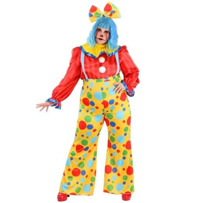 Women's Plus Size Posh Polka Dot Clown Costume 1X