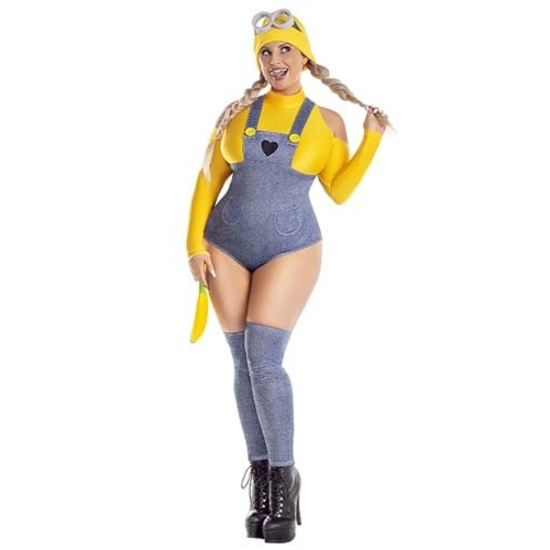 Women's Plus Size Sexy Yellow Henchmen Baddie Costume 1X