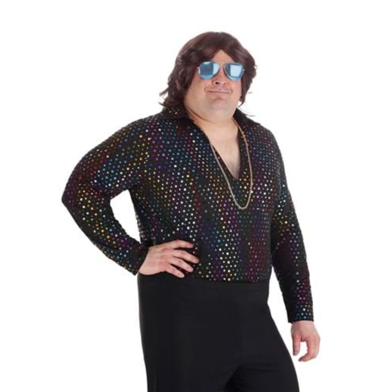 Plus Size Dazzling Disco Costume Shirt for Men 2X