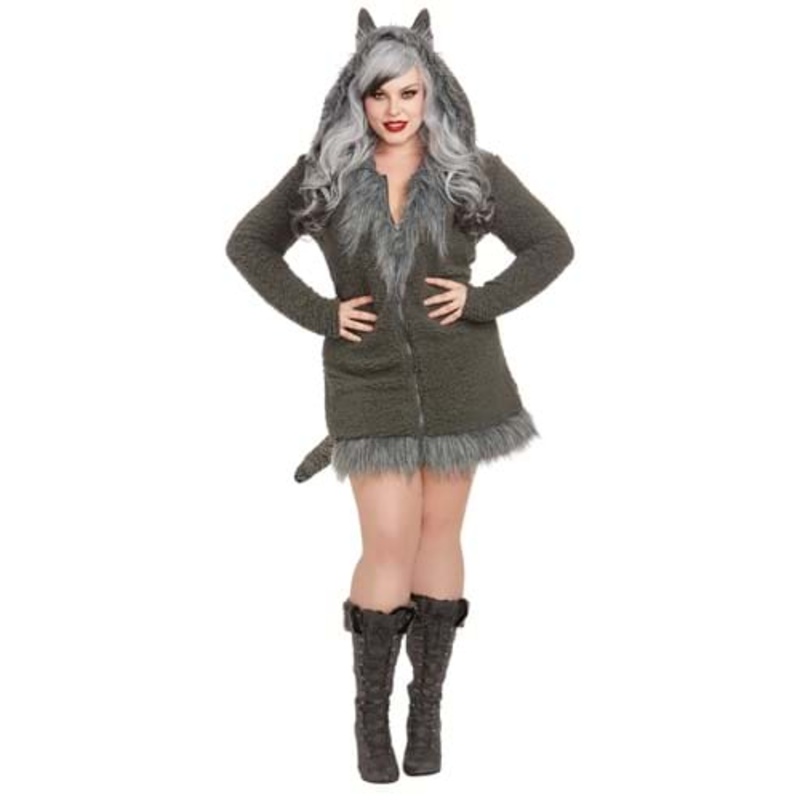 Plus Size Cozy Wolf Costume for Women 1X