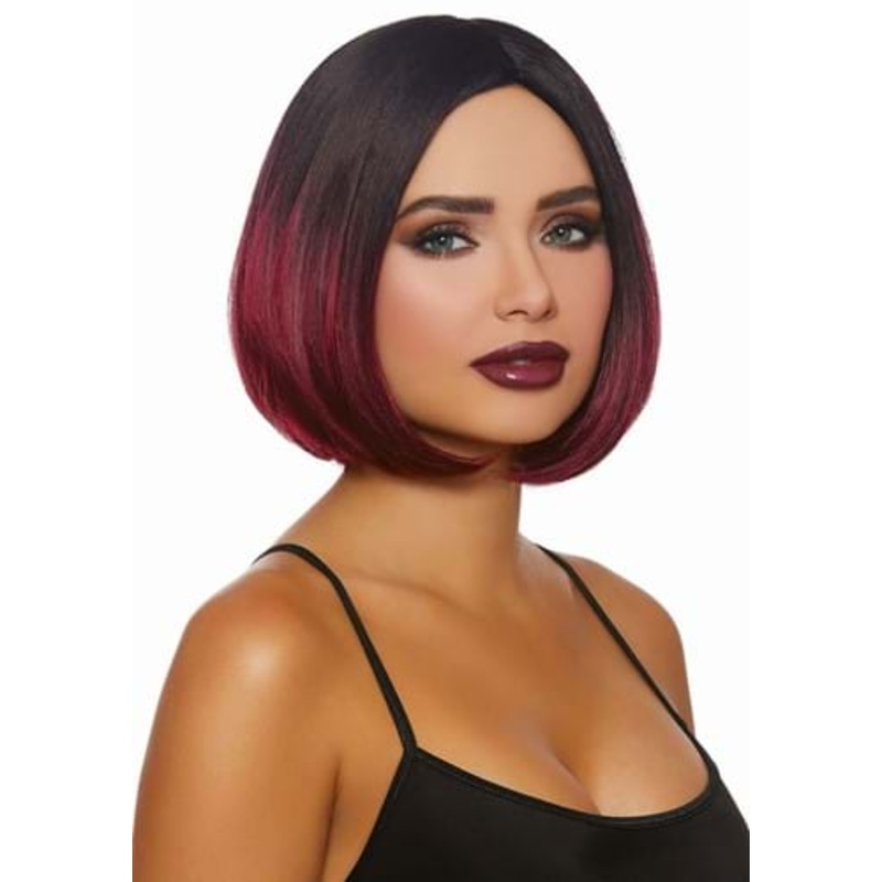 Women's Mid-Length Black/Burgundy Ombr Bob Wig Standard