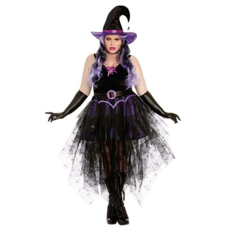 Women's Plus Size Sexy Purple Witch Costume 1X