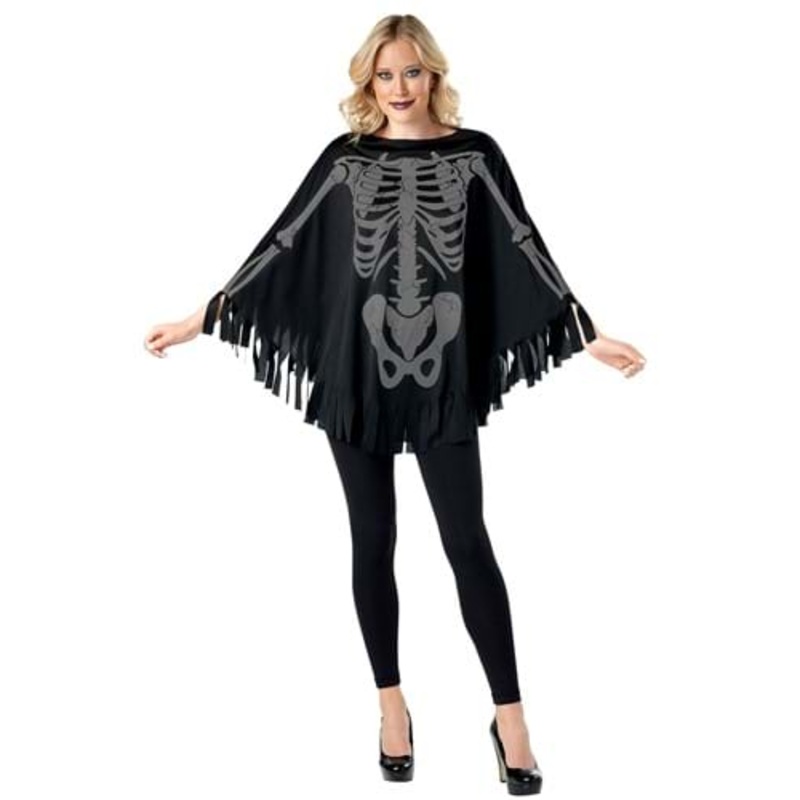 Skeleton Poncho Adult Costume  Standard