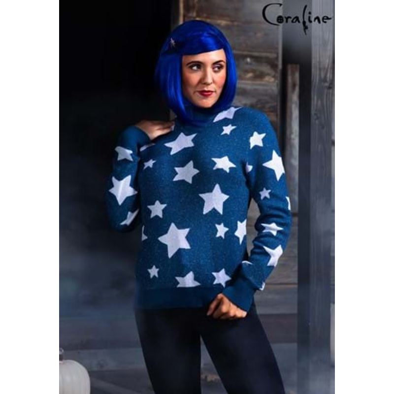 Adult Coraline Blue Star Sweater Costume X-Small