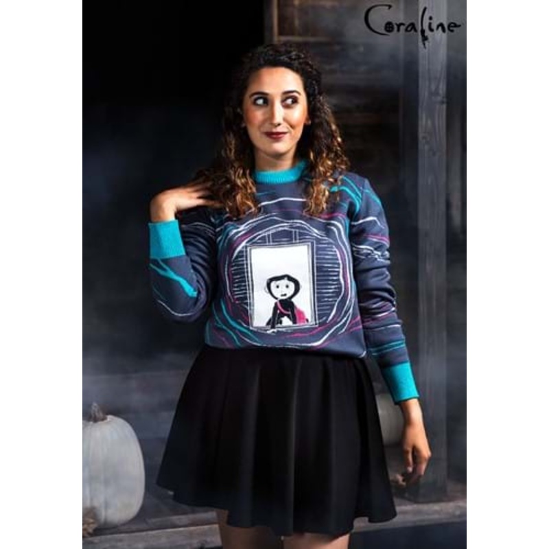 Adult Coraline Ugly Halloween Sweater X-Small