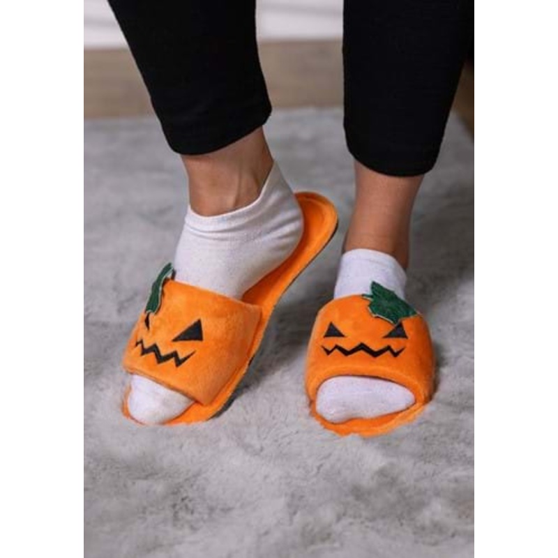 Jack O'Lantern Adult Slippers Small/Medium