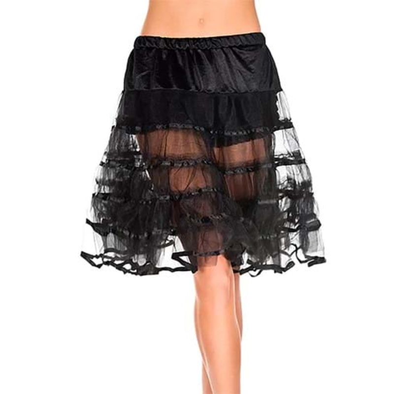 Knee Length Black Petticoat for Women Standard