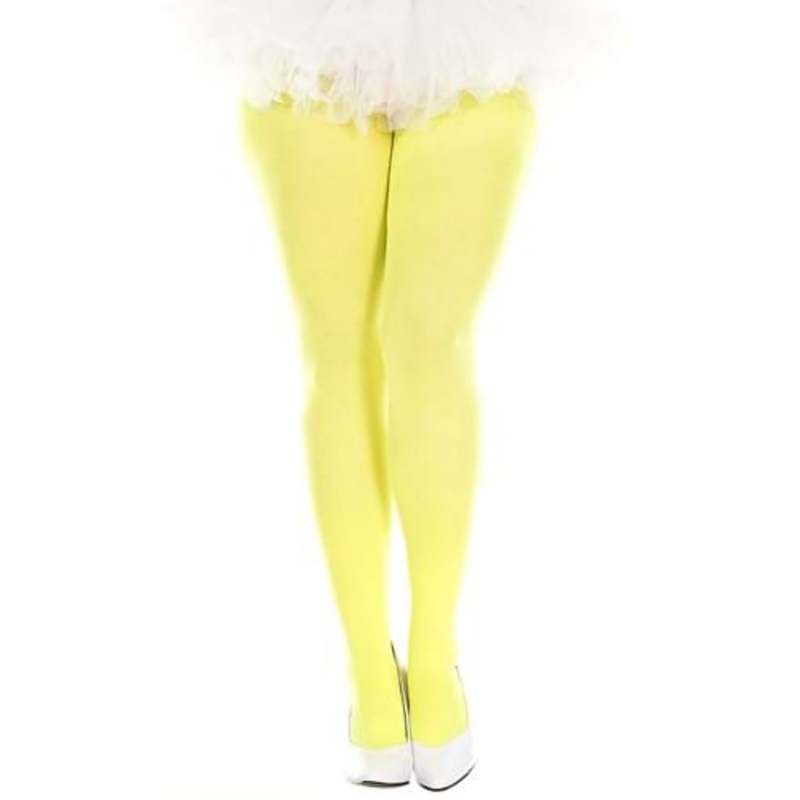 Plus Size Yellow Opaque Tights for Women Plus