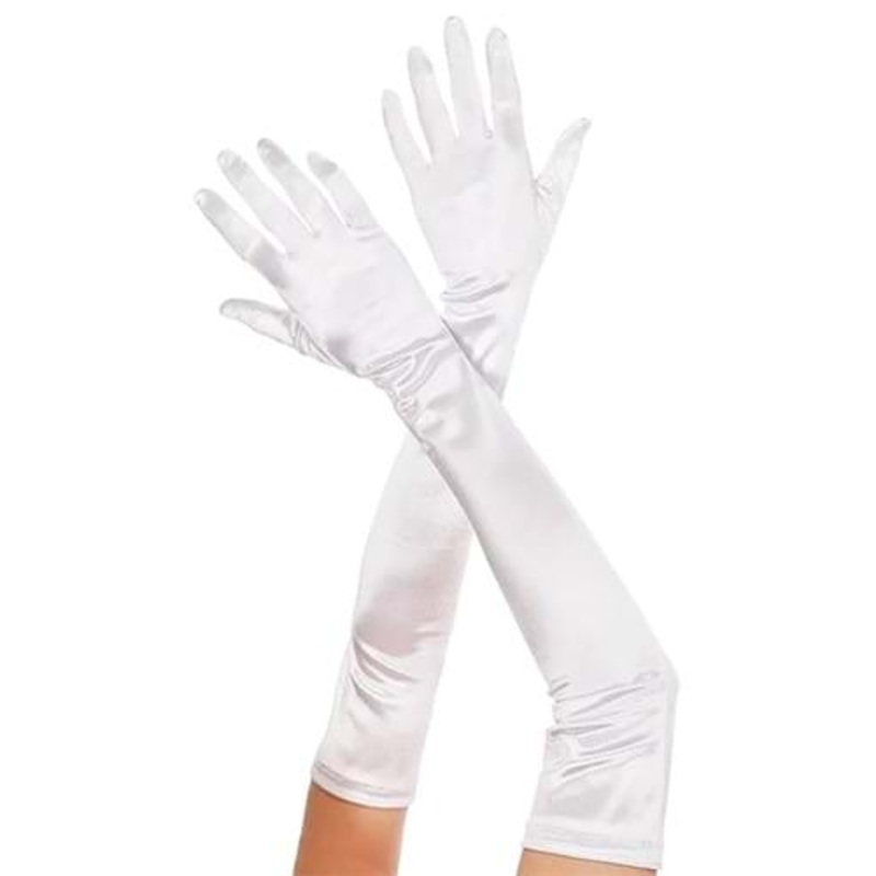 Women's Extra Long Satin White Gloves Standard