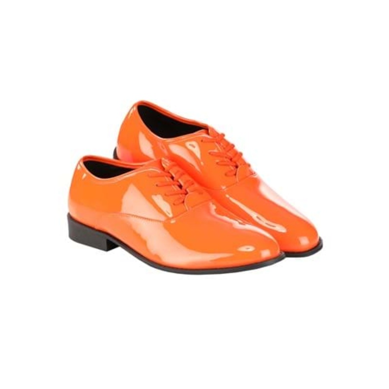 Shiny Orange Tuxedo Shoes for Men Size 8