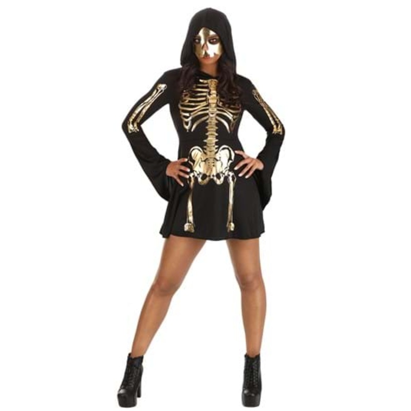 Women's Gilded Skeleton Costume Dress Small