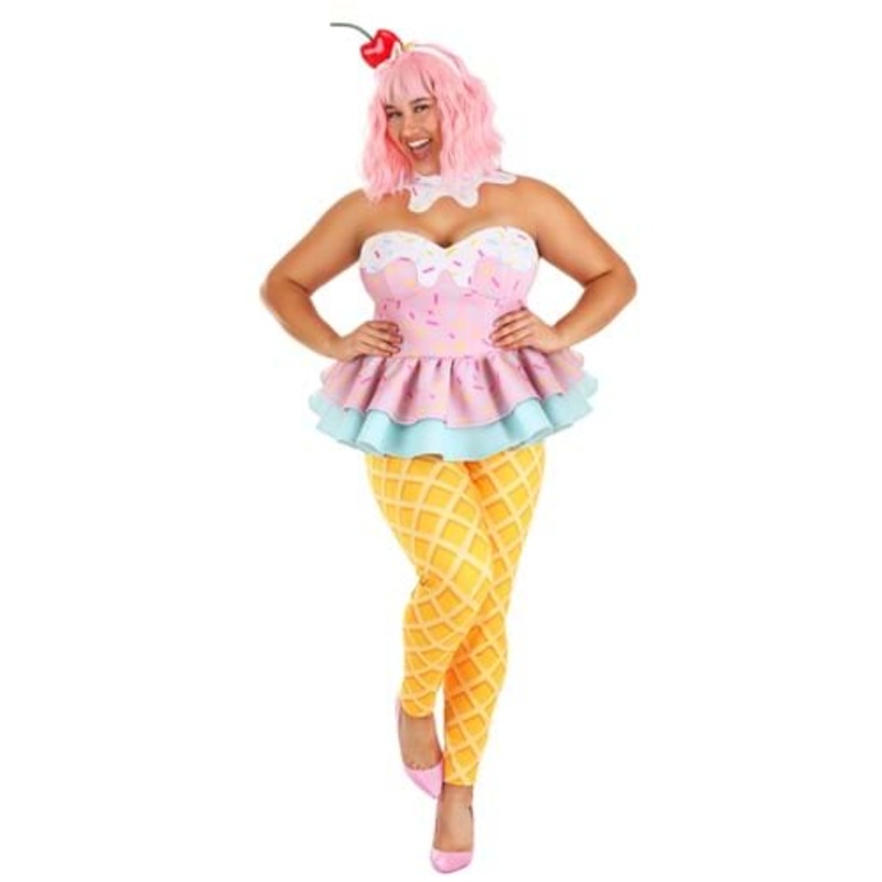 Women's Plus Size Sweet Treat Ice Cream Costume 1X