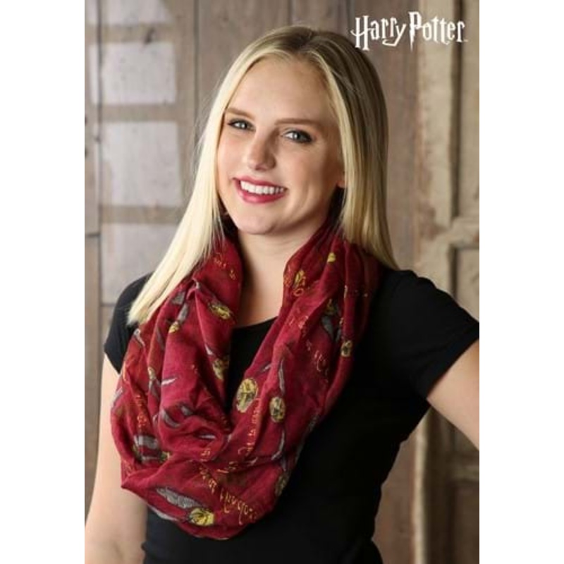 Women's Harry Potter Red Golden Snitch Infinity Scarf Standard