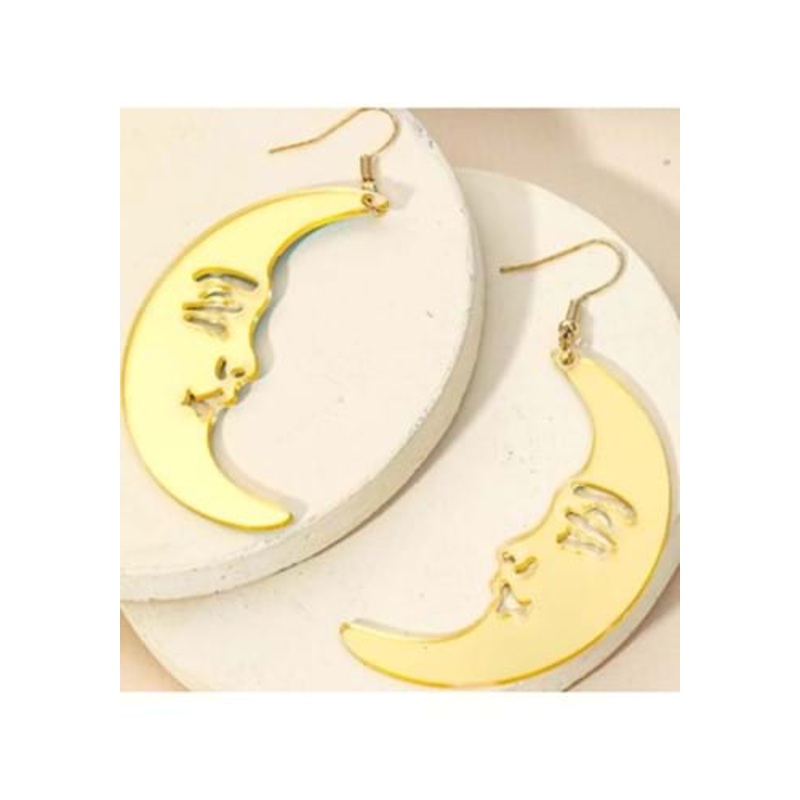 Iridescent Crescent Moon Costume Earrings Standard