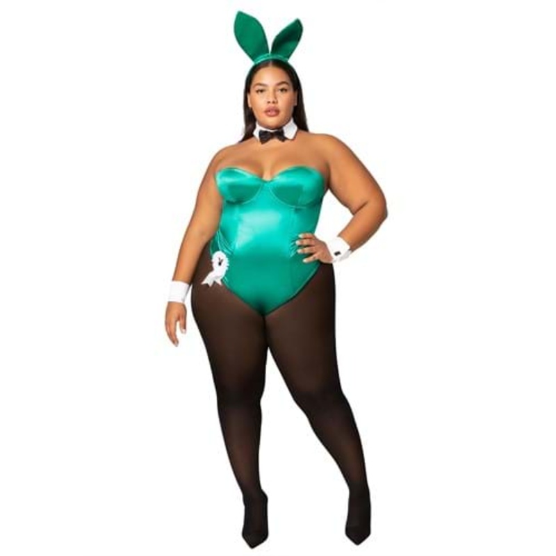 Women's Green Playboy Bunny Plus Size Costume 1X