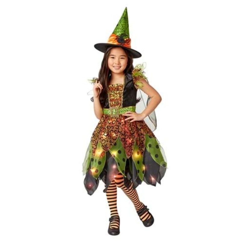 Light Up Green Witch Costume for Girls Small