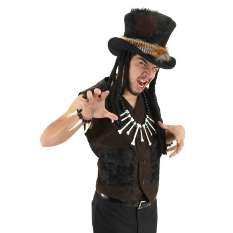 Witch Doctor Plush Costume Hat with Dreadlocks Standard