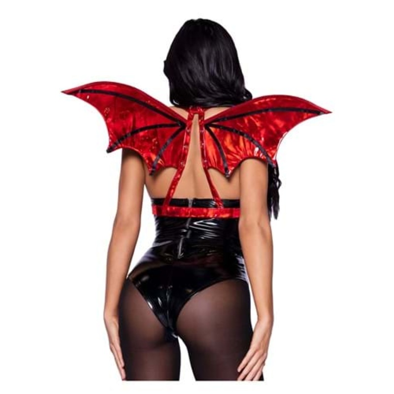 Red Iridescent Vinyl Devil Wing Body Harness for Adults Standard