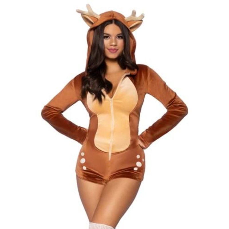 Sexy Plush Fawn Romper Costume for Women Medium