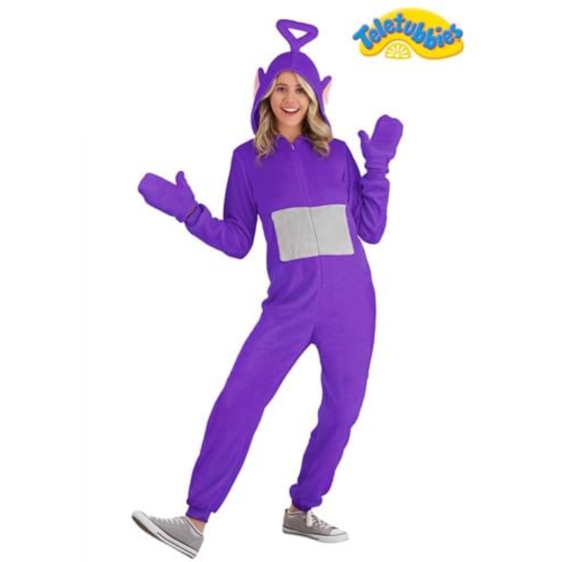 Teletubbies Tinky Winky Jumpsuit Costume for Adults X-Small