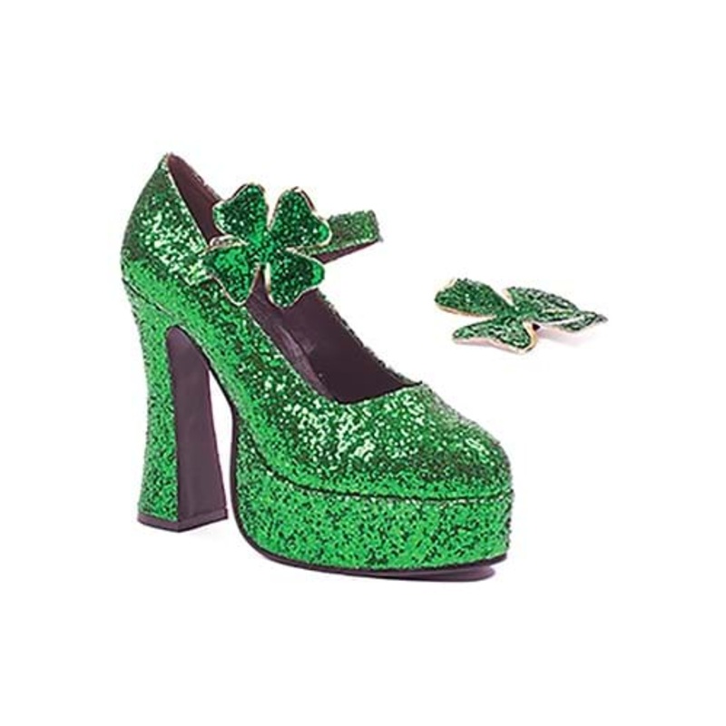 Women's Green Glitter Mary Jane Platform Shoes Size 6
