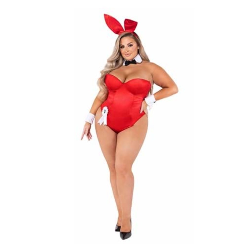 Women's Playboy Plus Size Red Bunny Costume 1X