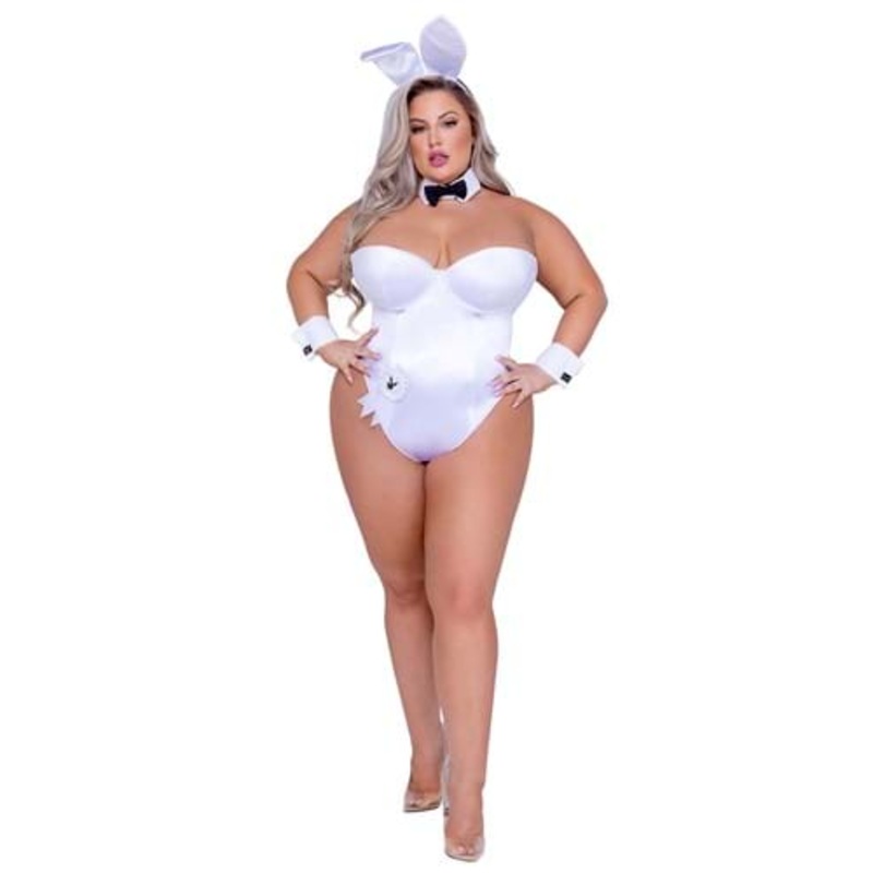 Women's Playboy Plus Size White Bunny Costume 1X