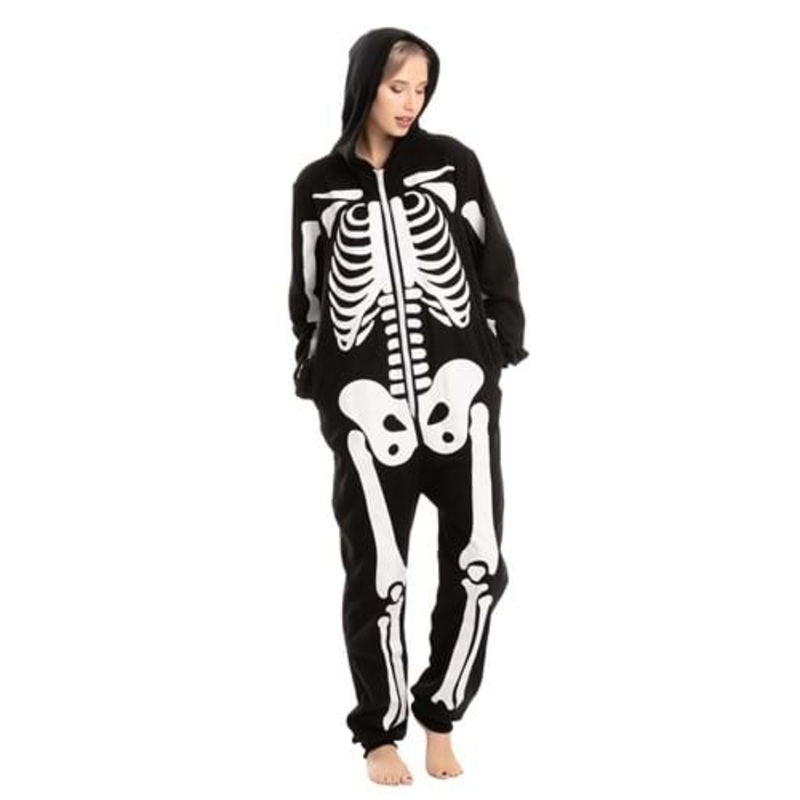 Adult Skeleton Hooded Onesie Large