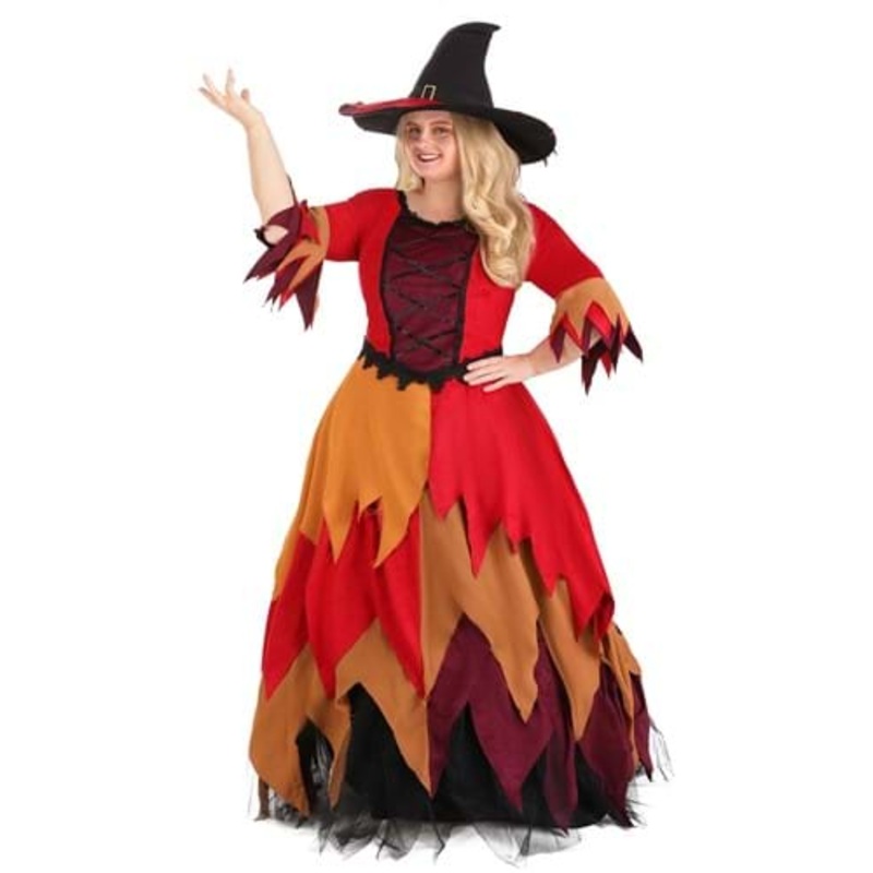 Plus Size Autumn Harvest Witch Costume for Women 1X
