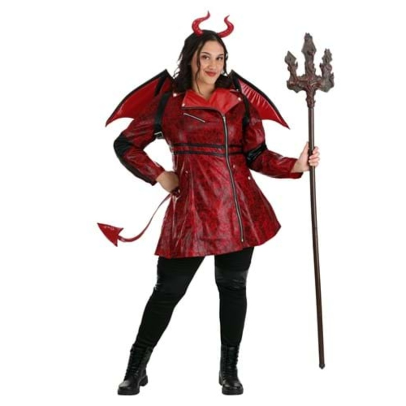 Plus Size Leather Devil Costume for Women 1X