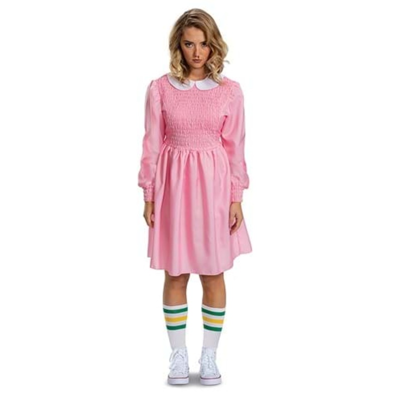 Stranger Things Deluxe Pink Dress Eleven Costume for Women Small