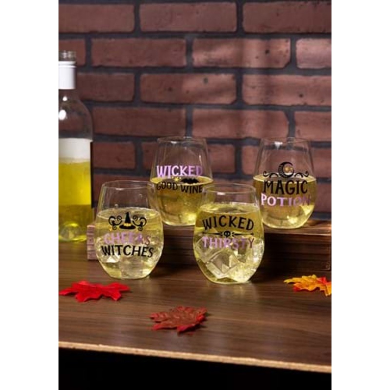 Witchy 18 Ounce Stemless Wine Glass Set Standard