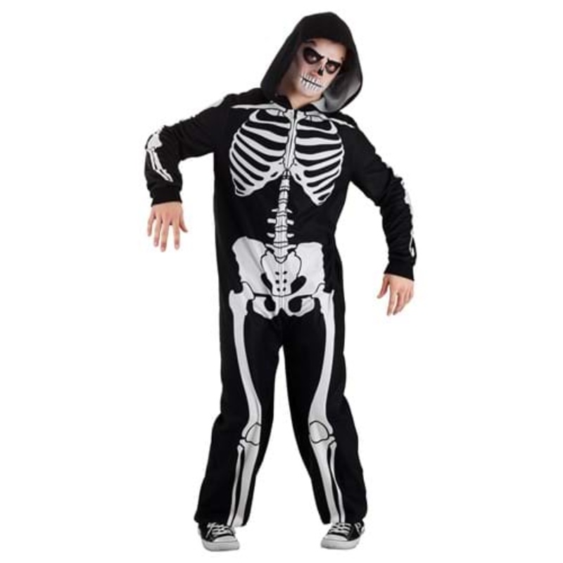Cozy Skeleton Costume Onesie for Adults Small