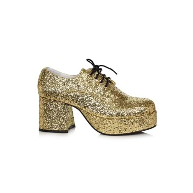 Gold Glitter Platform Shoes for Men Small