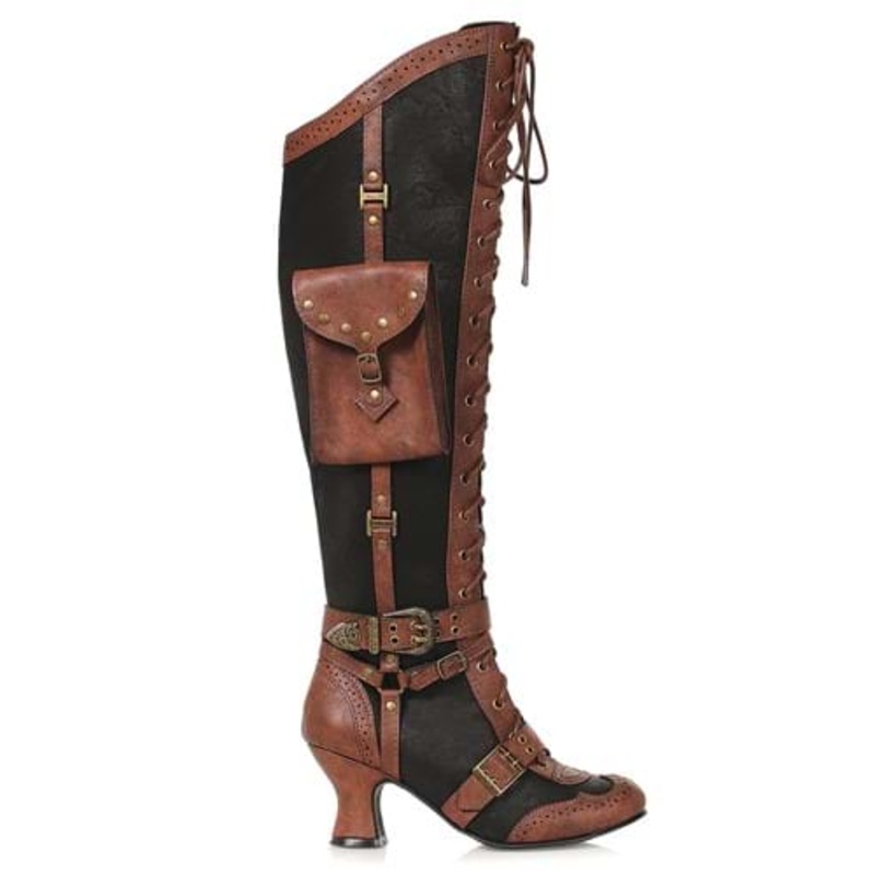 Lace Up Steampunk Heeled Boots for Women Size 6