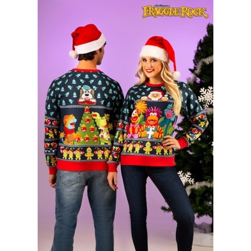 Adult Fraggle Rock Sublimated Ugly Christmas Sweatshirt X-Small