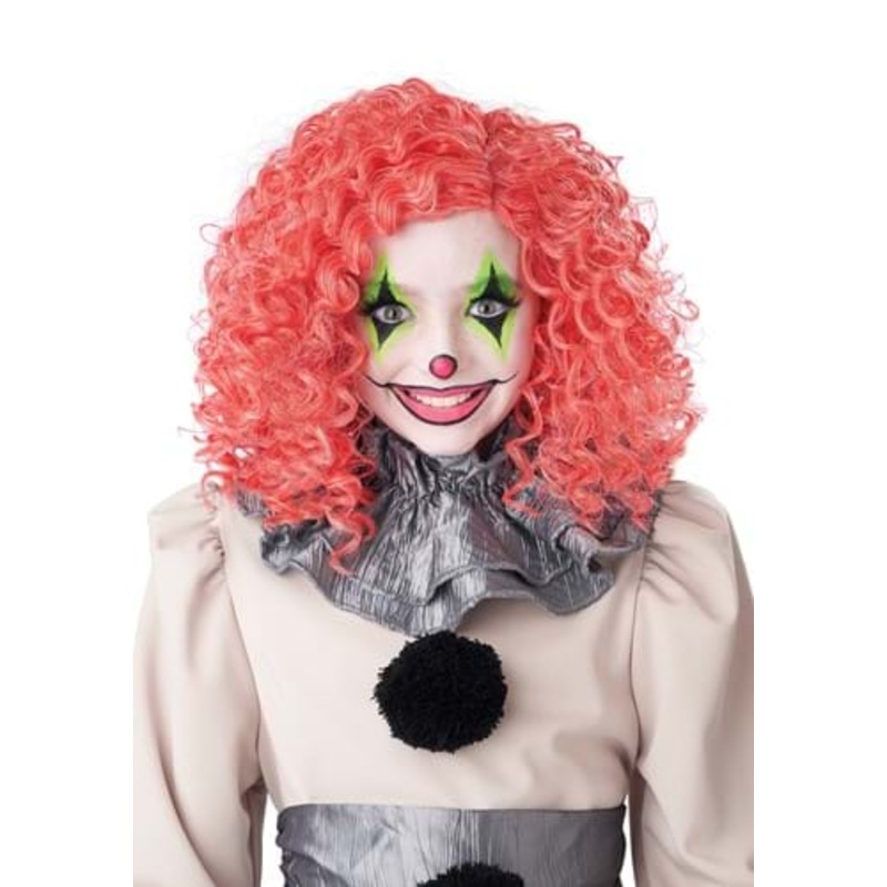 Bright Red Glow in the Dark Curly Clown Wig for Adults Standard