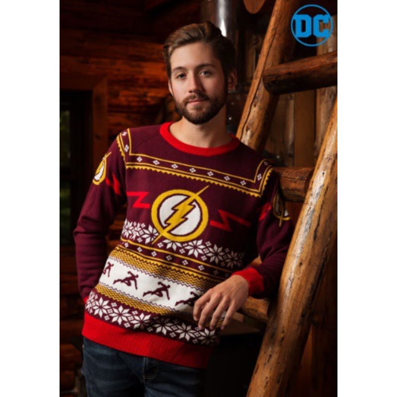 Adult DC Comics Flash Logo Ugly Sweater X-Small