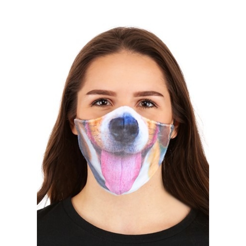 Adult's Dog with Tongue Sublimated Face Mask Standard