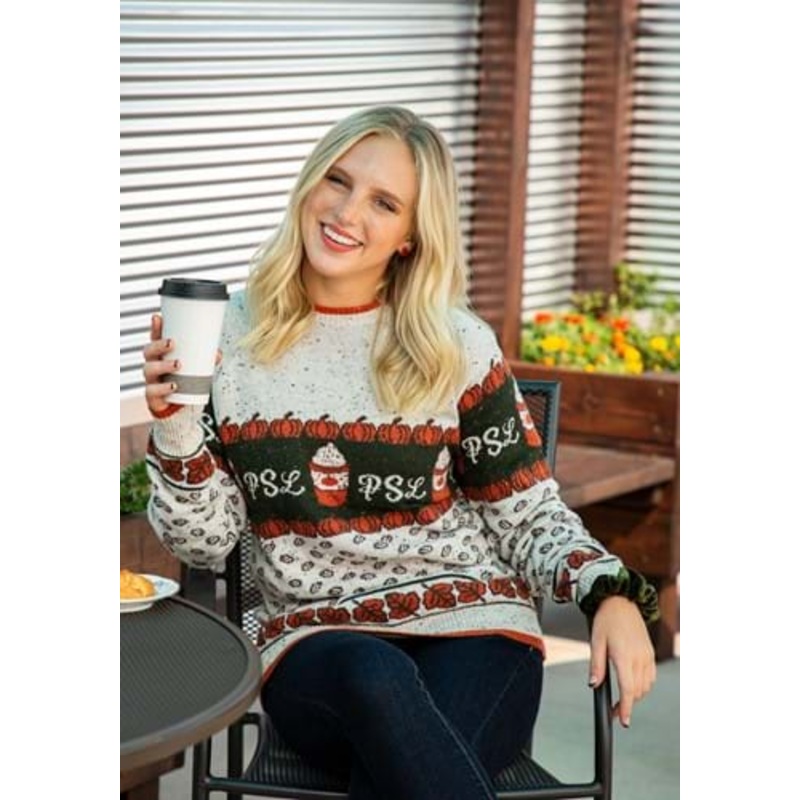 Pumpkin Spice Latte Adult Halloween Sweater X-Small