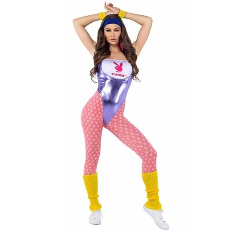 Women's 1980s Playboy Workout Costume Small