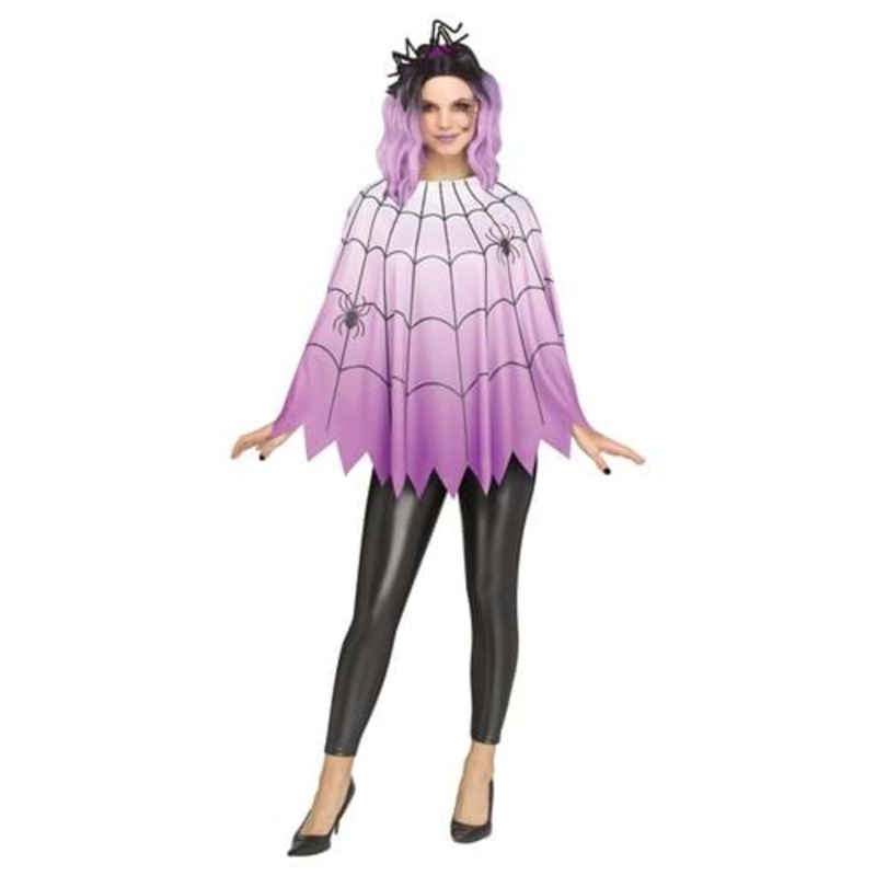 Purple Ombre Spider Web Women's Poncho Standard