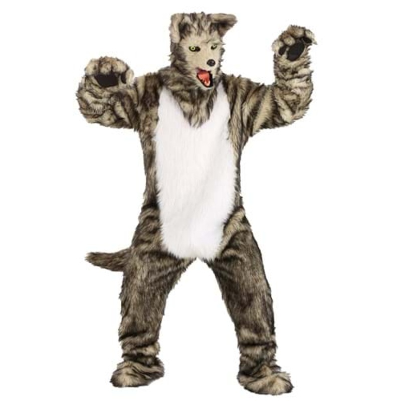 Wolf Costume with Mouth Mover Mask for Adults Standard