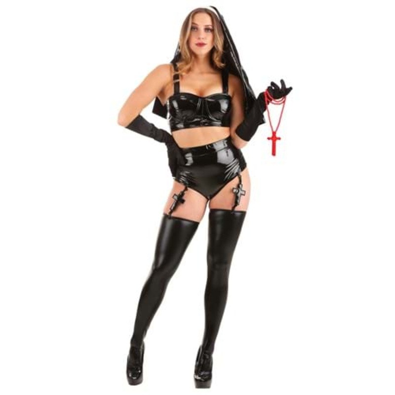 Women's Sexy Latex Nun Costume X-Small