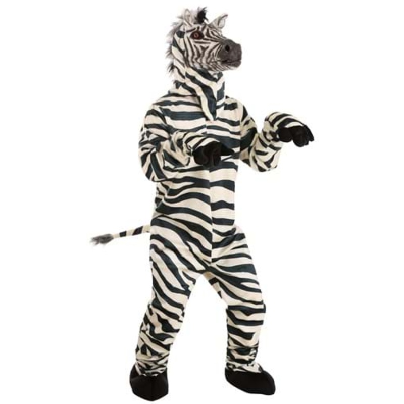 Zebra Suit and Mouth Mover Mask for Adults Standard
