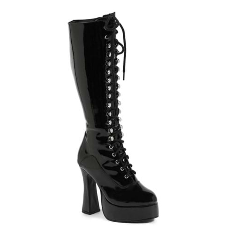 Black Lace Knee High Boots for Women Size 6